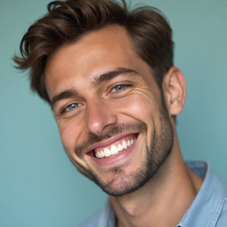 Headshot of handsome, smiling man