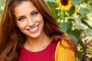 Portrait of beautiful woman with perfect teeth 